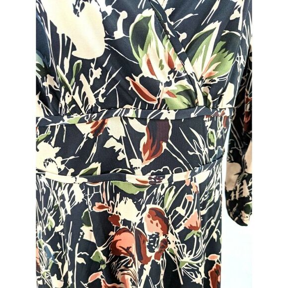Leona Edmiston Faux Wrap Dress Floral V Neck Belted 3/4 sleeve Australia XS US - Picture 6 of 13